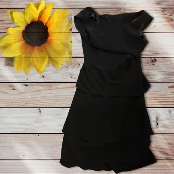 Size 6 Black Evan-Picone Mini Dress - Picture 1 of 3